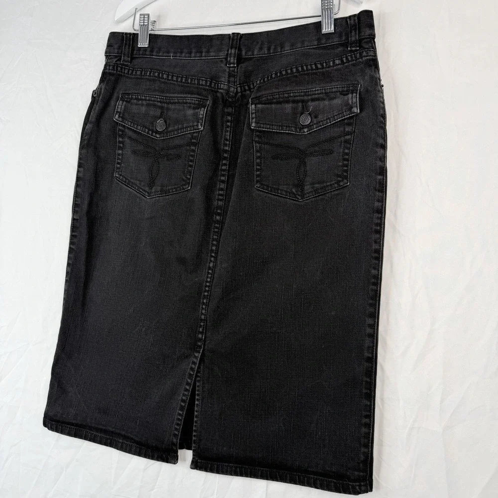 Lauren Jeans Co Ralph Lauren Denim Skirt Women's SZ-8 Black‎ Stretch Cotton